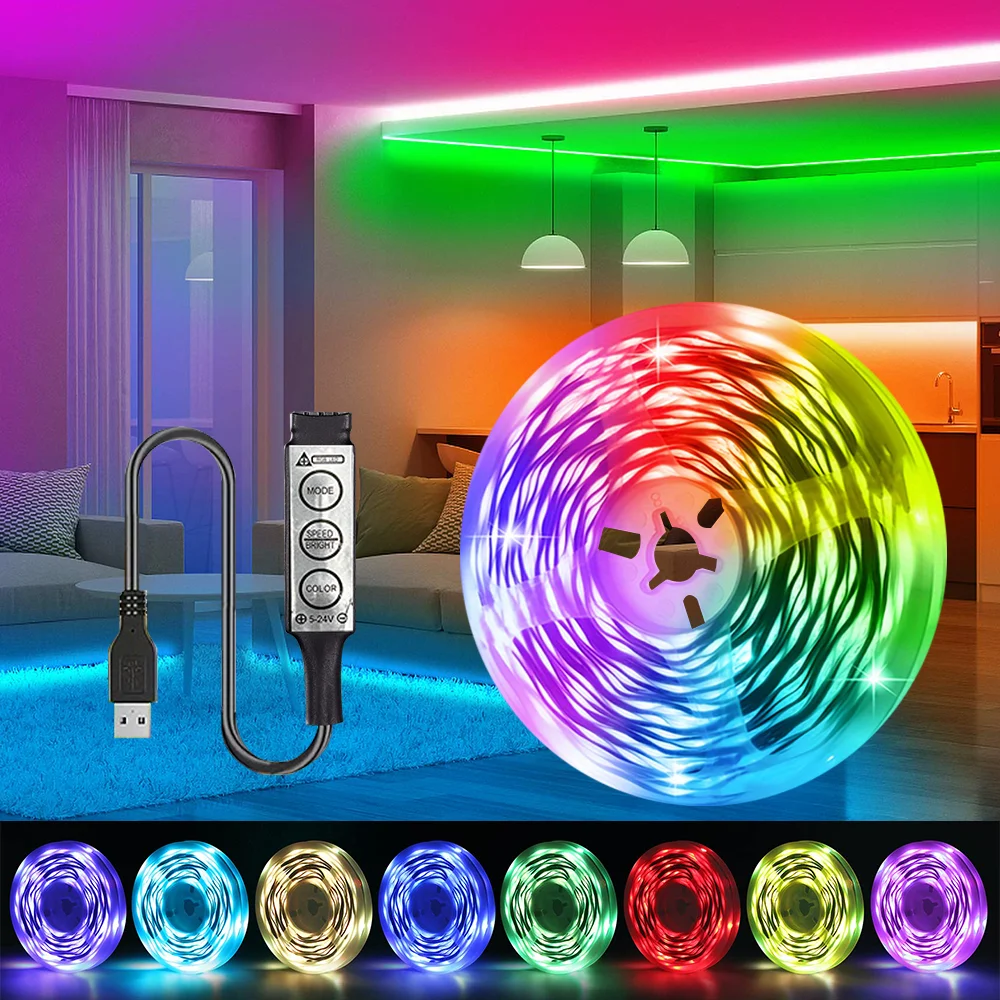 1PC 3535RGB LED Strip Light, USB interface and 3-button controller control, suitable for bedroom, living room and so on.
1PC 3535RGB LED Strip Light, USB interface and 3-button controller control, suitable for bedroom, living room and so on.