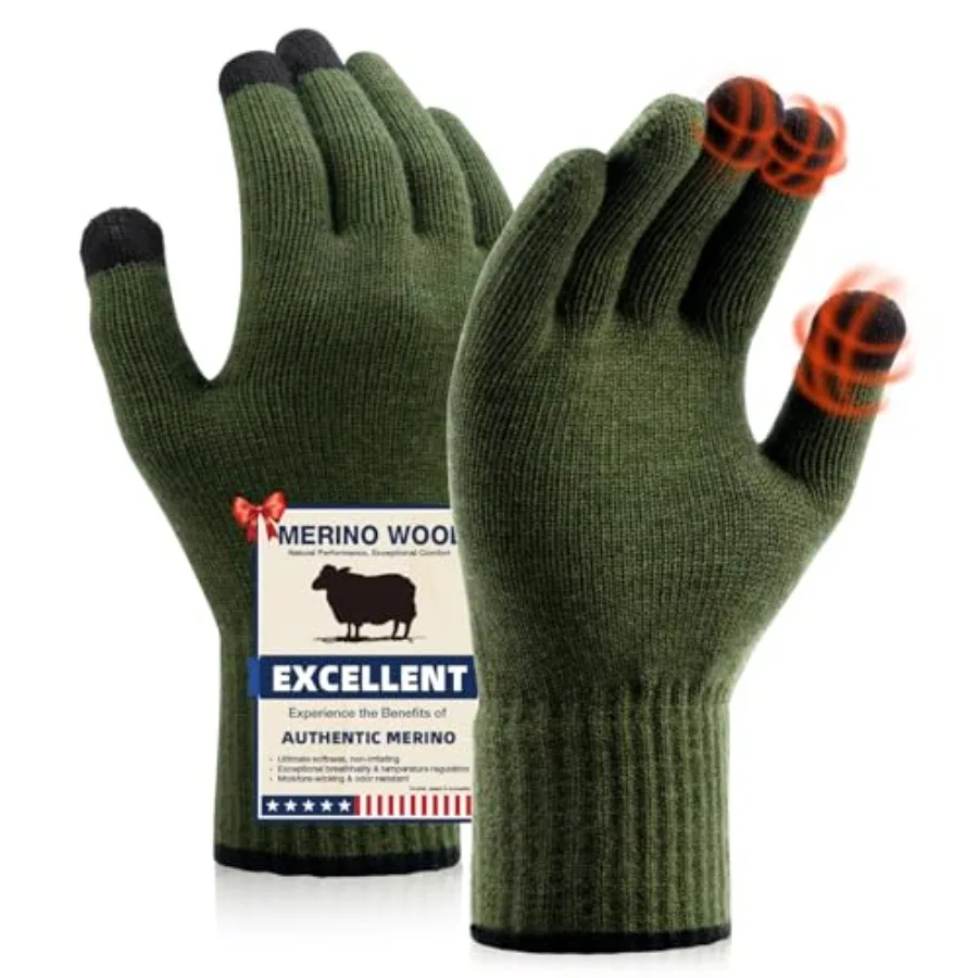 Merino Wool Gloves for Men Women, Touch Screen Warm Glove Liners Thermal Soft Knit Lining for Winter Running Hiking
Merino Wool Gloves for Men Women, Touch Screen Warm Glove Liners Thermal Soft Knit Lining for Winter Running Hiking