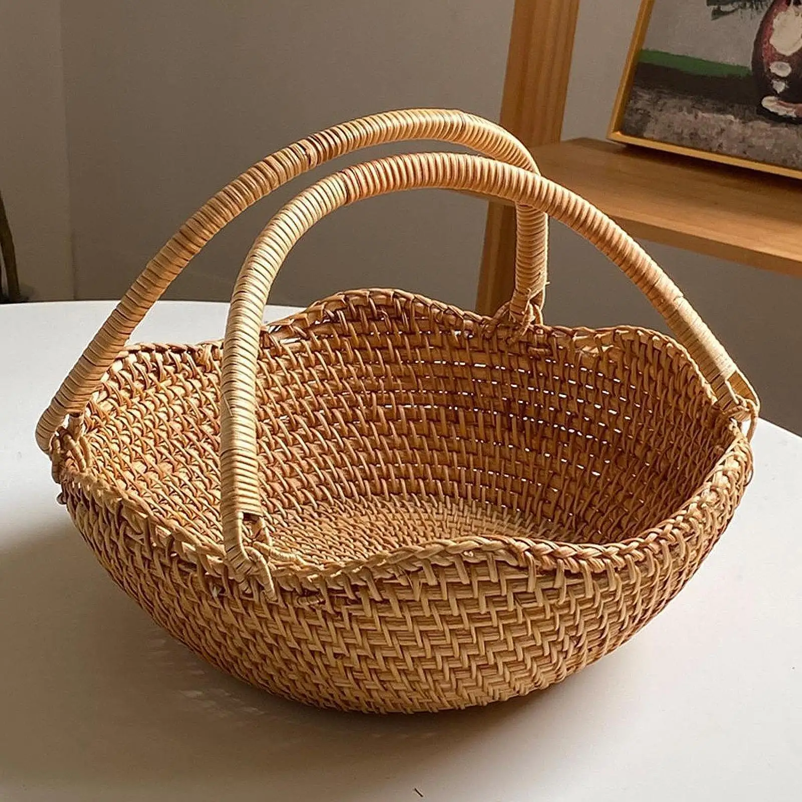 Handwoven Picnic Basket Picking Basket Multipurpose Fruit Basket with Handles Storage Basket with Handle for Baby Shower Toys
Handwoven Picnic Basket Picking Basket Multipurpose Fruit Basket with Handles Storage Basket with Handle for Baby Shower Toys