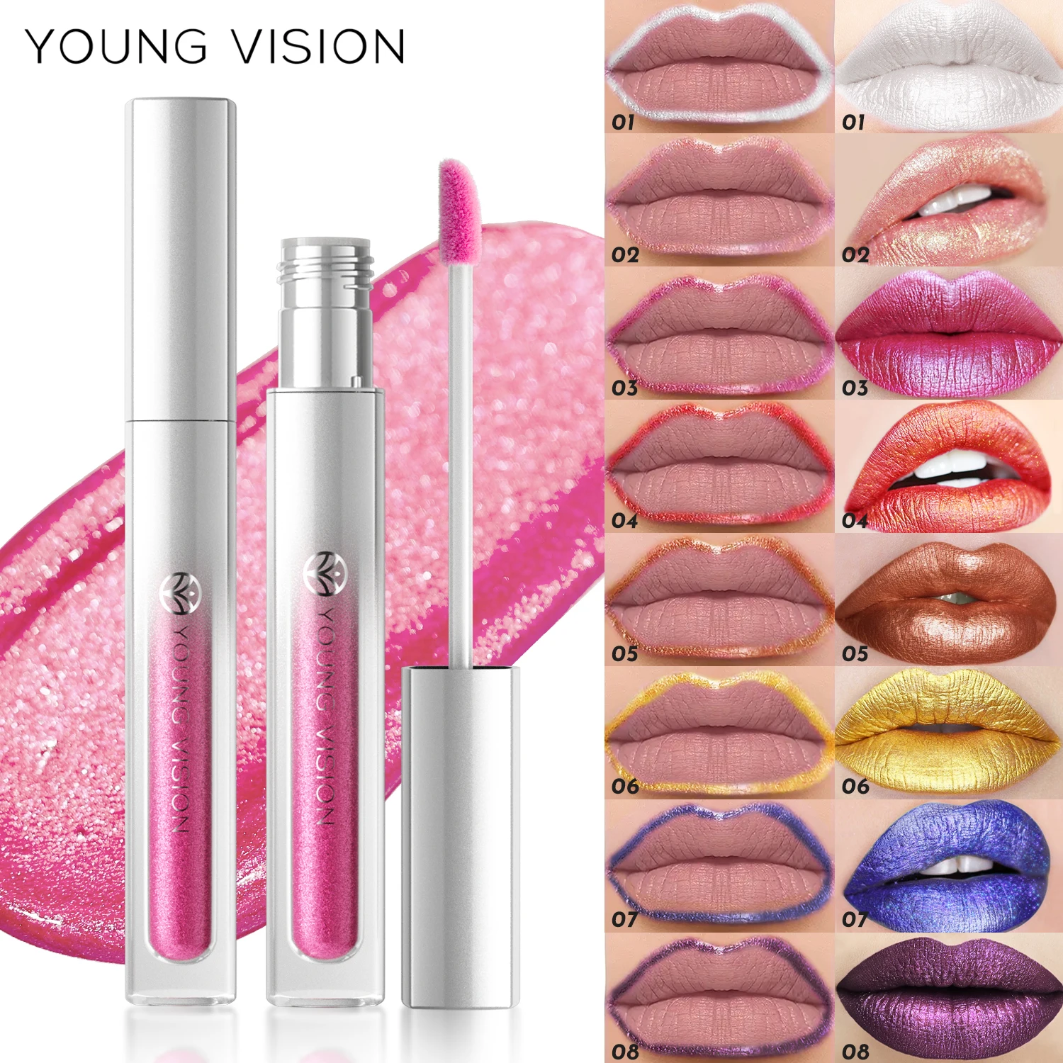 YOUNG VISION 8 colors waterproof and sweatproof non-stick cup burst flash lip glaze highlight highlight liquid eyeshadow
YOUNG VISION 8 colors waterproof and sweatproof non-stick cup burst flash lip glaze highlight highlight liquid eyeshadow