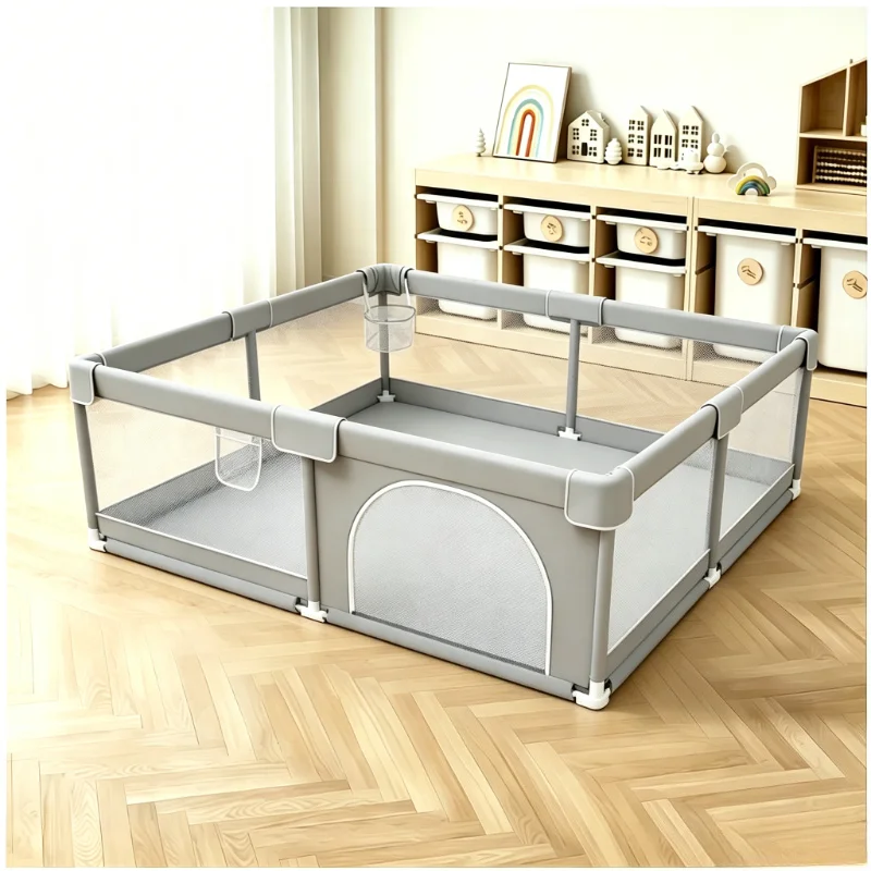 Large Baby Playpen Light Gray Infant Fence Baby Playground Safety Barrier Fence Ball Box Game Playpen with Anillas de agarre
Large Baby Playpen Light Gray Infant Fence Baby Playground Safety Barrier Fence Ball Box Game Playpen with Anillas de agarre