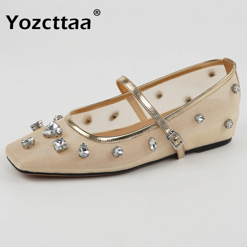 Женские босоножки Yozcttaa, туфли на плоской подошве с кристаллами, сетчатые сандалии с круглым носком, размеры 34-40, для весны и лета, 2024
Женские босоножки Yozcttaa, туфли на плоской подошве с кристаллами, сетчатые сандалии с круглым носком, размеры 34-40, для весны и лета, 2024