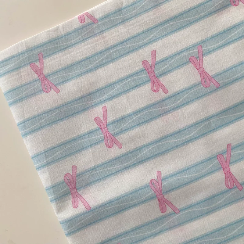145cm*50cm Blue Striped Pink Bow Cotton Fabric Suitable For Handmade DIY Dresses Shirts Headbands Headscarves Fabric
145cm*50cm Blue Striped Pink Bow Cotton Fabric Suitable For Handmade DIY Dresses Shirts Headbands Headscarves Fabric