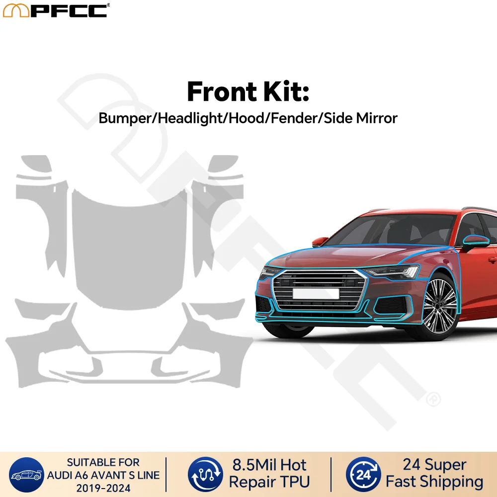 for Audi A6 Avant S Line 2019-2024 Precut Paint Protective Film Front Hood Fender Kit 8.5 Mil TPU PPF Clear Car HD Scratch Film
for Audi A6 Avant S Line 2019-2024 Precut Paint Protective Film Front Hood Fender Kit 8.5 Mil TPU PPF Clear Car HD Scratch Film