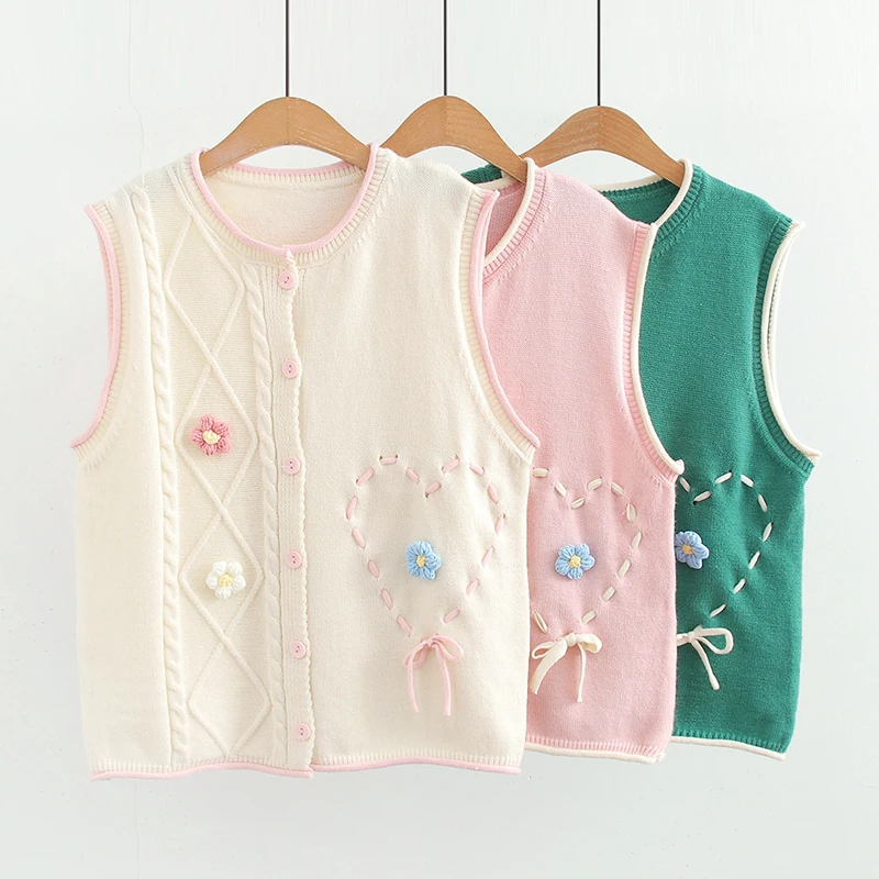 New Spring Autumn Knitting Vest Women Clothing Sweet Fold Wear Three-dimensional Flower Single Breasted Waistcoat Sweater U066
New Spring Autumn Knitting Vest Women Clothing Sweet Fold Wear Three-dimensional Flower Single Breasted Waistcoat Sweater U066