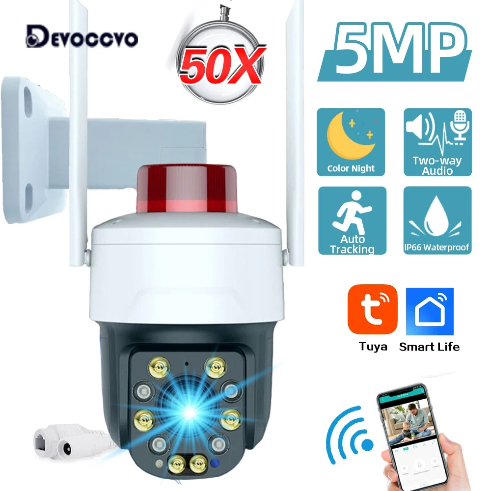Tuya 5MP 50X Zoom Wifi PTZ IP Camera Auto Tracking Outdoor Smart Life Wireless CCTV Security Surveillance Camera Two Way Audio
Tuya 5MP 50X Zoom Wifi PTZ IP Camera Auto Tracking Outdoor Smart Life Wireless CCTV Security Surveillance Camera Two Way Audio