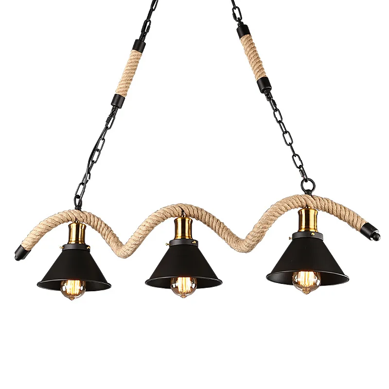 3 Heads Vintage Retro Pendant Light Wave Hemp Rope with Metal Shade for Living Room Bedroom
3 Heads Vintage Retro Pendant Light Wave Hemp Rope with Metal Shade for Living Room Bedroom