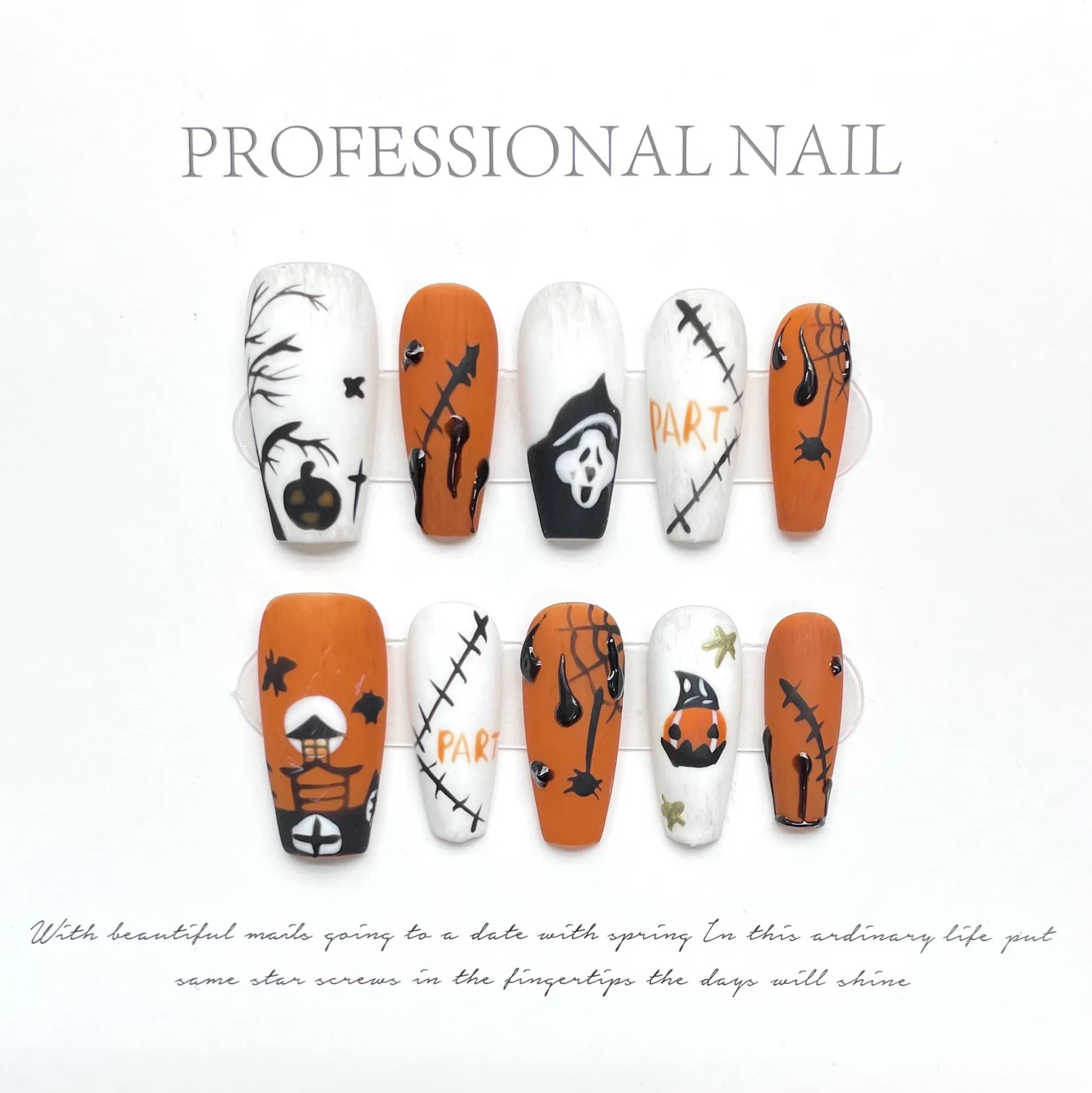 10pcs Halloween White Orange Press On Acyrlic Nails Handmade Matte Fake Nails French Tip Funny Long Coffin False Nails Wearable
10pcs Halloween White Orange Press On Acyrlic Nails Handmade Matte Fake Nails French Tip Funny Long Coffin False Nails Wearable