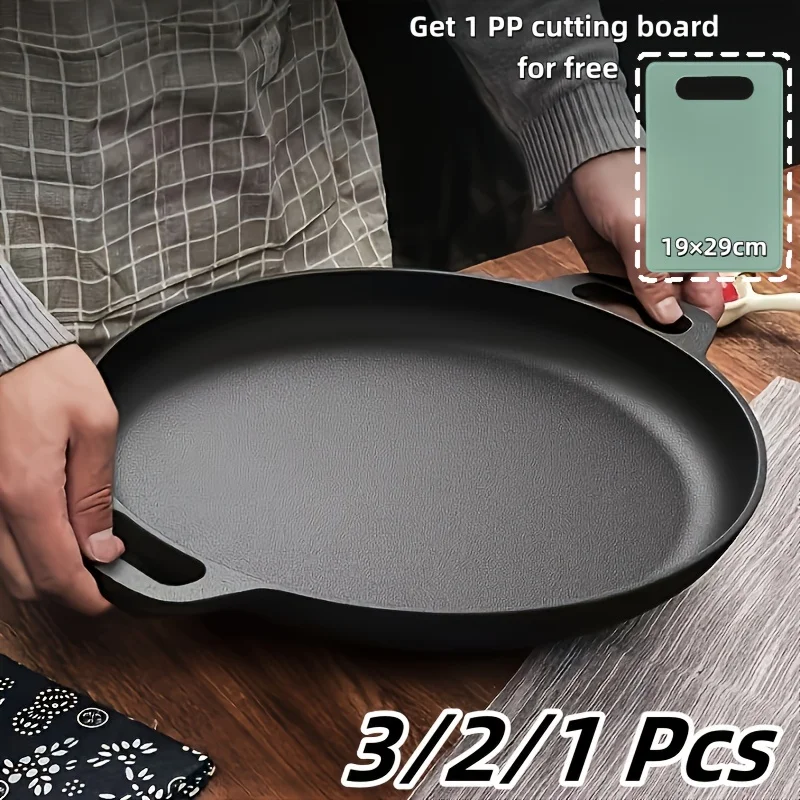 1/ 2/ 3pcs Cast Iron Pan, Pre Seasoned, Multifunctional, Non-stick, for Pizza Lovers, Home Kitchens, Outdoor Cooking, Durable, Even-Heating, Versatile, Compatible with All Stoves, Perfect for Home Kitchens And Outdoor Cooking
1/ 2/ 3pcs Cast Iron Pan, Pre Seasoned, Multifunctional, Non-stick, for Pizza Lovers, Home Kitchens, Outdoor Cooking, Durable, Even-Heating, Versatile, Compatible with All Stoves, Perfect for Home Kitchens And Outdoor Cooking