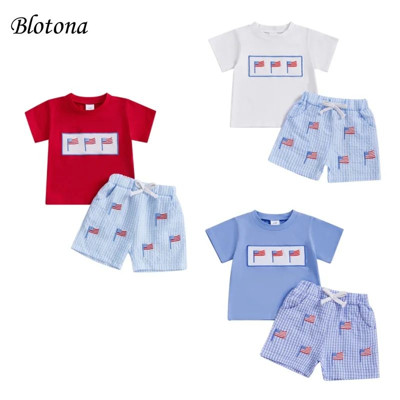 Blotona Toddler Baby Boy Independence Day Outfit American Flag Embroidery Short Sleeve T-shirt Plaid Elastic Waist Shorts Set
Blotona Toddler Baby Boy Independence Day Outfit American Flag Embroidery Short Sleeve T-shirt Plaid Elastic Waist Shorts Set