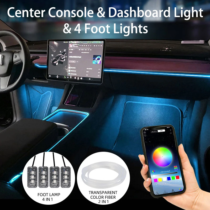 RGB Neon LED Strip Lights For Tesla Model 3 Y 19-24 Dashboard Center Console Interior Ambient Tube Light APP Bluetooth Control
RGB Neon LED Strip Lights For Tesla Model 3 Y 19-24 Dashboard Center Console Interior Ambient Tube Light APP Bluetooth Control