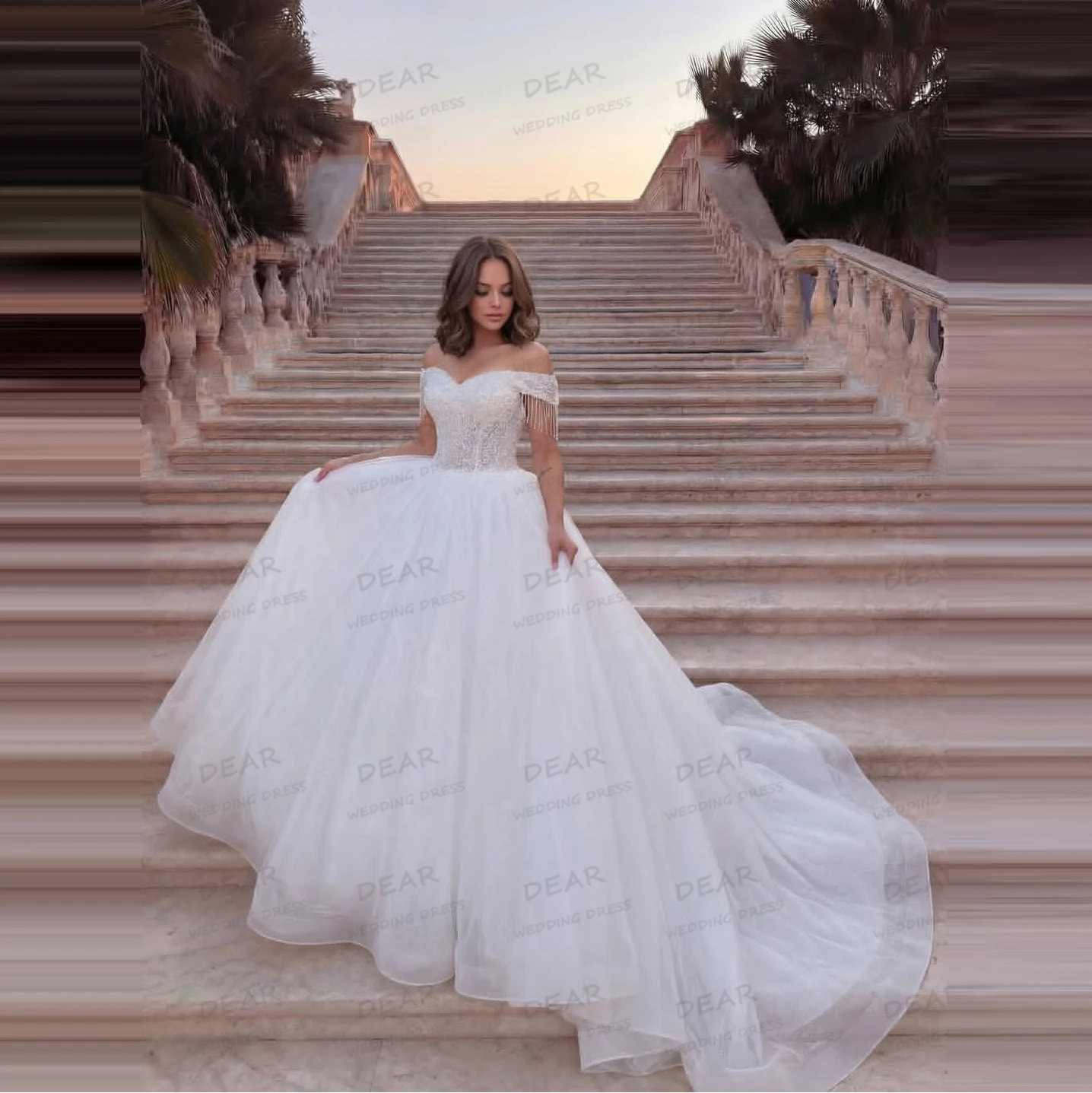 Elegant Lace Fluffy Wedding Dresses Tulle Customized Women's A Line Bride Gowns Sweep Train Formal Party Vestidos De Novia Gala
Elegant Lace Fluffy Wedding Dresses Tulle Customized Women's A Line Bride Gowns Sweep Train Formal Party Vestidos De Novia Gala