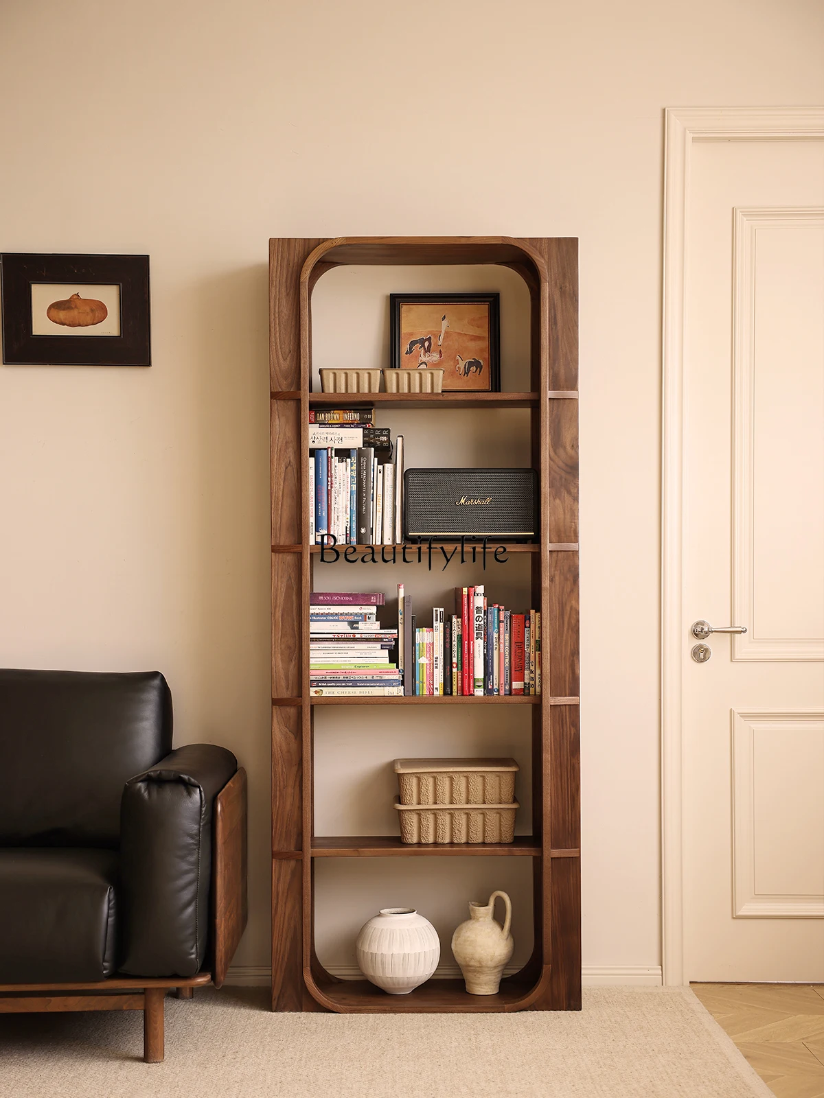Black walnut medieval arch bookshelf retro storage floor to wall solid wood bookcase multi-layer storage rack
Black walnut medieval arch bookshelf retro storage floor to wall solid wood bookcase multi-layer storage rack