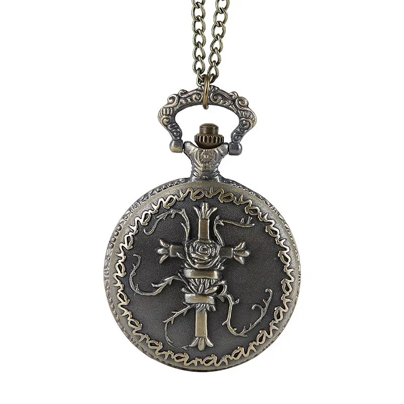 Explosion embossed lace matte texture rose vine winding large cross classical pocket watch
Explosion embossed lace matte texture rose vine winding large cross classical pocket watch