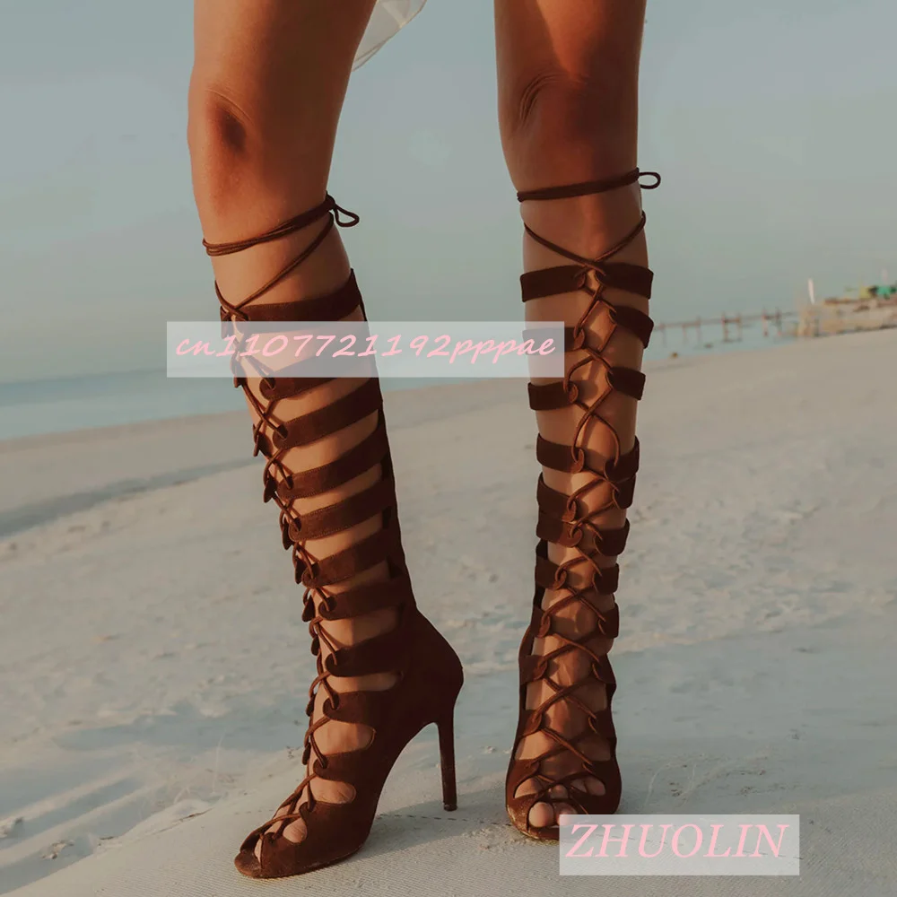 Women'S Suede Cross Strap Open Toe Shoes Summer Stiletto Hollow Sandals Boots Fashion Sexy Party Roman High Heels Zapatos Mujer
Women'S Suede Cross Strap Open Toe Shoes Summer Stiletto Hollow Sandals Boots Fashion Sexy Party Roman High Heels Zapatos Mujer
