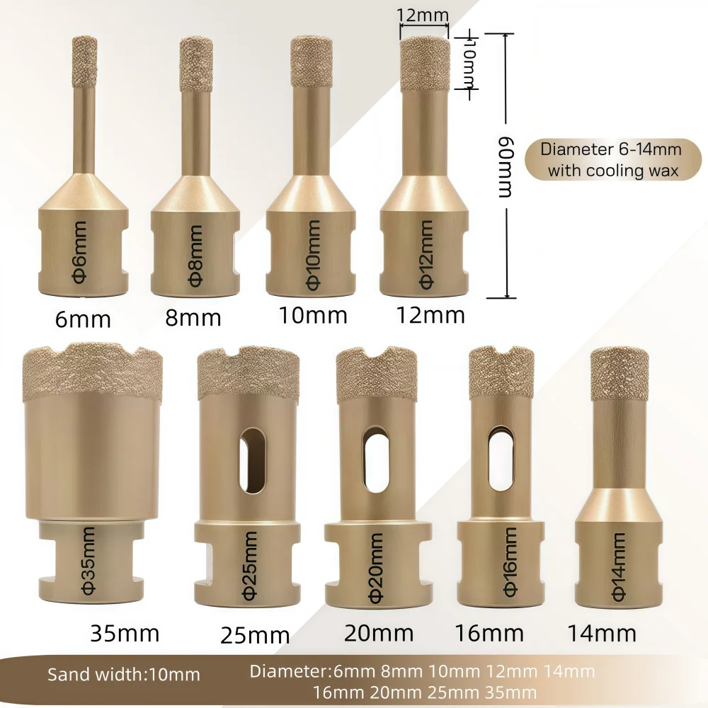 Алмазные сверла 6 мм-35 мм, керамическая плитка, гранит, мрамор, фарфоровые сверла, открывалка, кольцевая пила M14, диаметр резьбы 6 мм-35 мм 
Алмазные сверла 6 мм-35 мм, керамическая плитка, гранит, мрамор, фарфоровые сверла, открывалка, кольцевая пила M14, диаметр резьбы 6 мм-35 мм