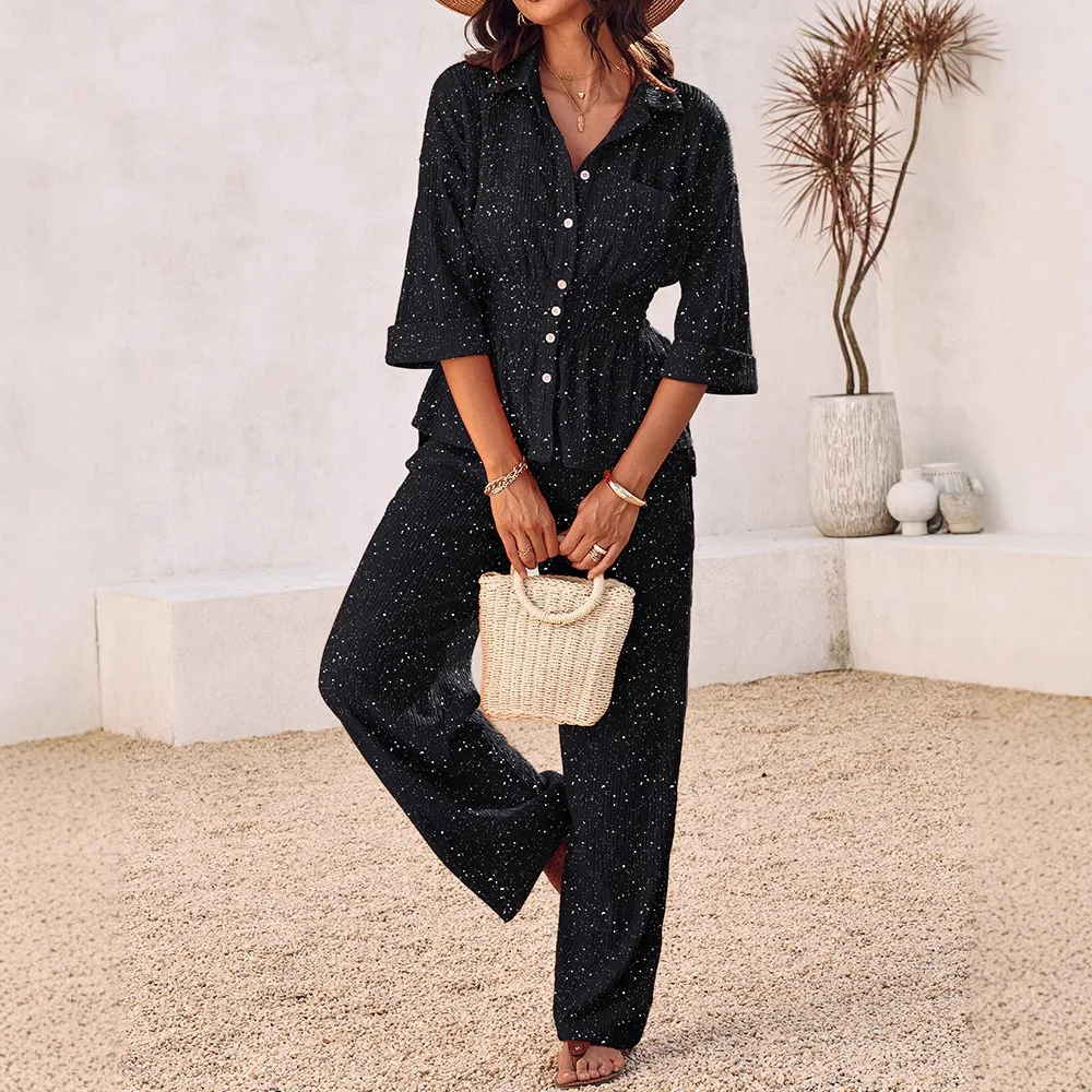 Women's Two-piece Contrasting Striped Round Neck Long Sleeved Top and Pants Home Two-piece Set for Spring/summer 2025
Women's Two-piece Contrasting Striped Round Neck Long Sleeved Top and Pants Home Two-piece Set for Spring/summer 2025
