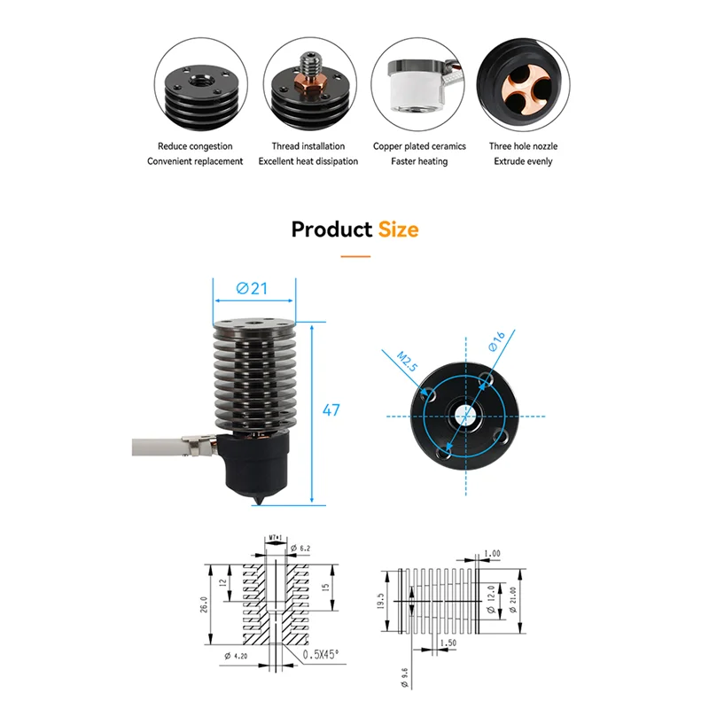 Superior-24V 60W V6 Hotend для Voron 0,1/0,2/2,4 3D-принтер, биметаллическая печатающая головка с нагревательным сердечником для Prusa/I3 Easy Ins
Superior-24V 60W V6 Hotend для Voron 0,1/0,2/2,4 3D-принтер, биметаллическая печатающая головка с нагревательным сердечником для Prusa/I3 Easy Ins