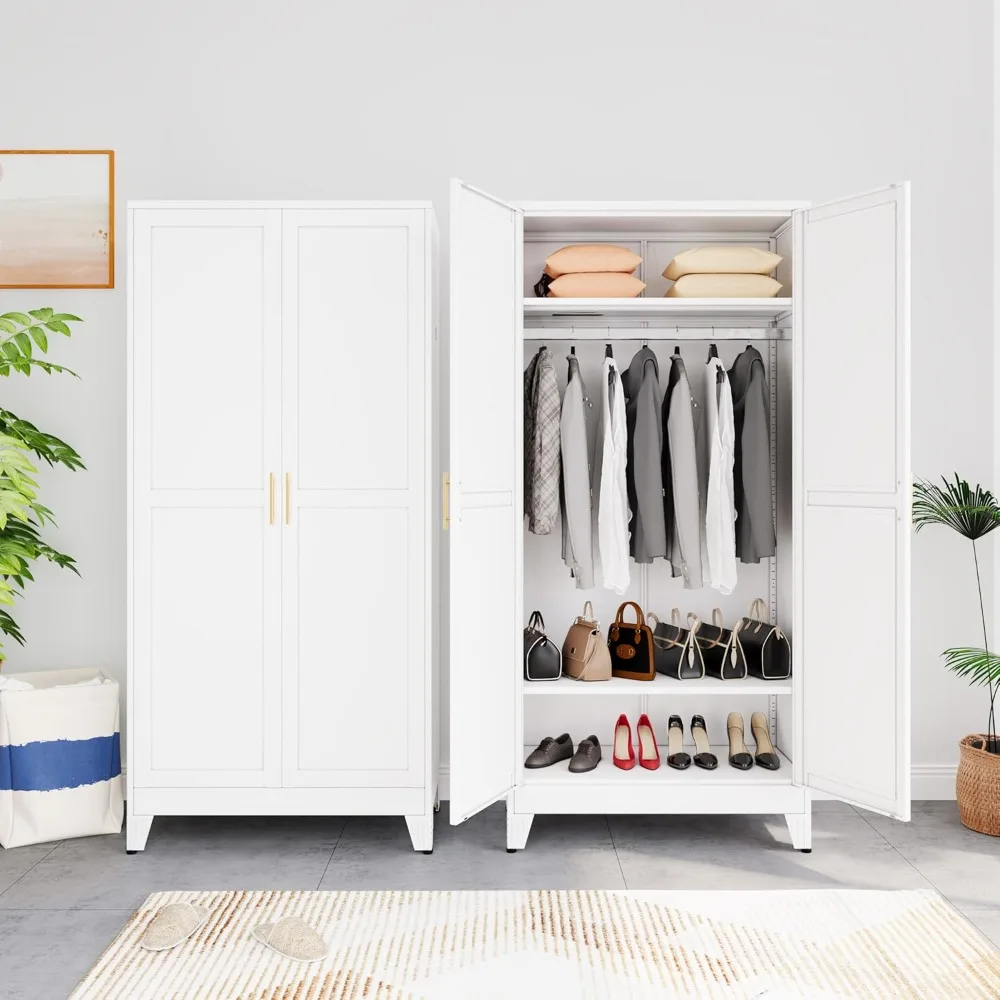 Metal Armoire Wardrobe Closet Storage Cabinet with Hanging Rod,71'' Metal Wardrobe Cabinet with 2 Doors and 2 Adjustable Shelves
Metal Armoire Wardrobe Closet Storage Cabinet with Hanging Rod,71'' Metal Wardrobe Cabinet with 2 Doors and 2 Adjustable Shelves