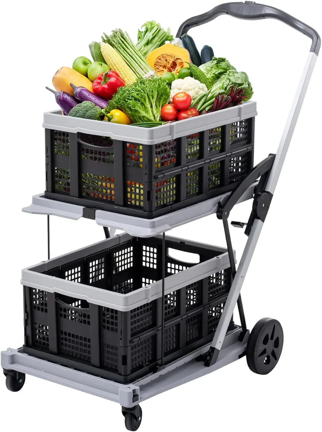 Folding Shopping Cart on Wheels, 360° Swivel, Heavy Duty Utility Trolley for Picnic & Grocery, Gray
Folding Shopping Cart on Wheels, 360° Swivel, Heavy Duty Utility Trolley for Picnic & Grocery, Gray