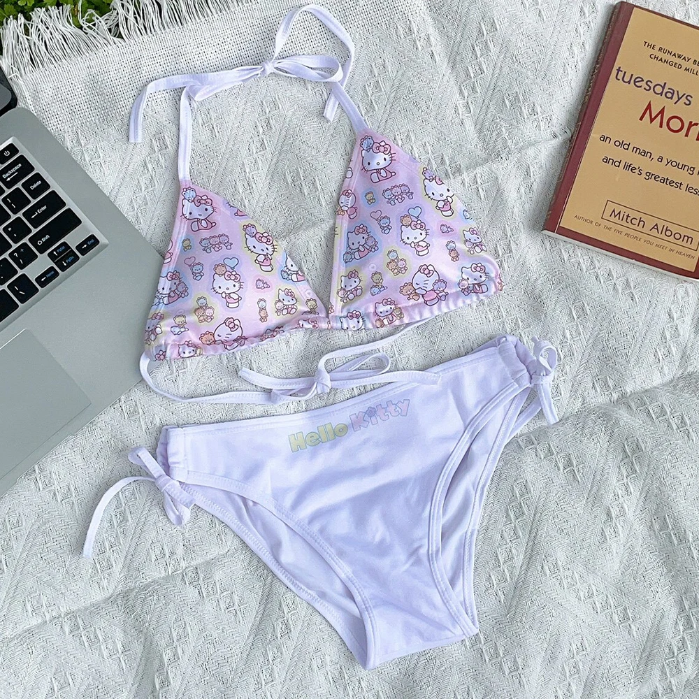 Anime Kawaii Hello Kitty Woman's Bikini Set Japanese Pink Lace Swimsuit Y2K Fashion Print Take A Photo Cartoon Girls Beachwear
Anime Kawaii Hello Kitty Woman's Bikini Set Japanese Pink Lace Swimsuit Y2K Fashion Print Take A Photo Cartoon Girls Beachwear