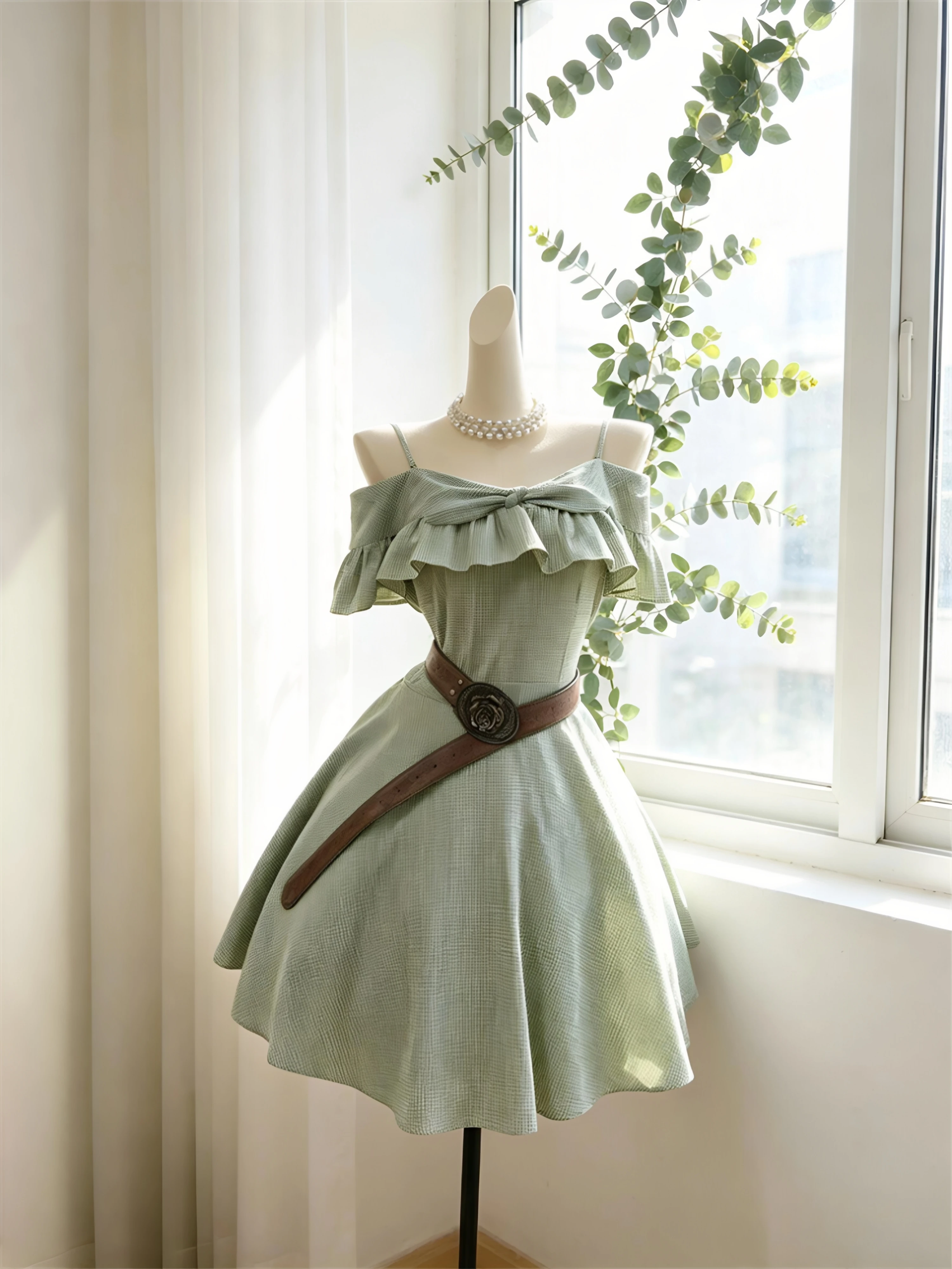 Green A-Line Dress Sleeveless High Waist Pleated Summer Casual Style UV Protection V-Neck Midi Dress for Young Women
Green A-Line Dress Sleeveless High Waist Pleated Summer Casual Style UV Protection V-Neck Midi Dress for Young Women