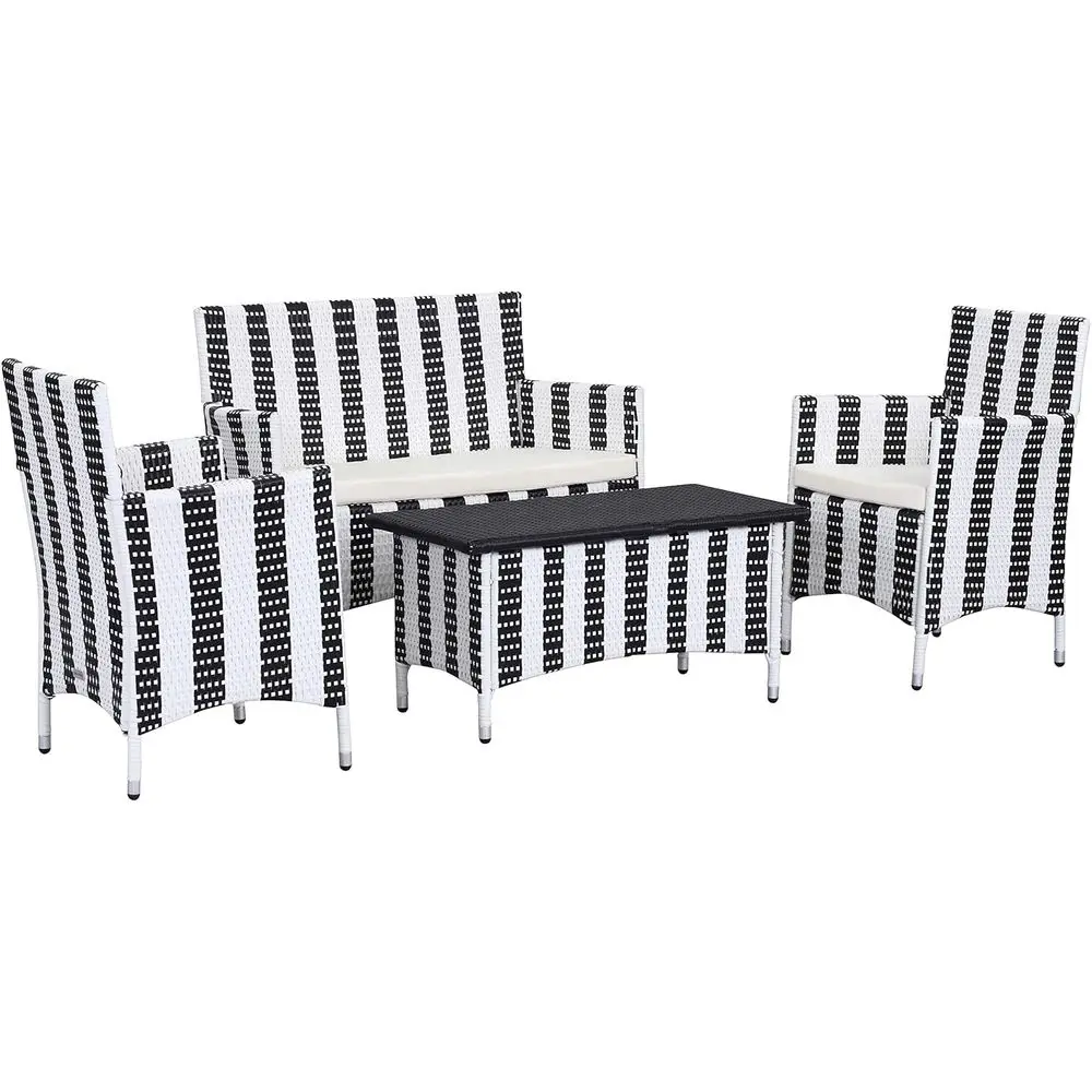 Black and White 4-Piece Outdoor Patio Set with Modern Style
Black and White 4-Piece Outdoor Patio Set with Modern Style