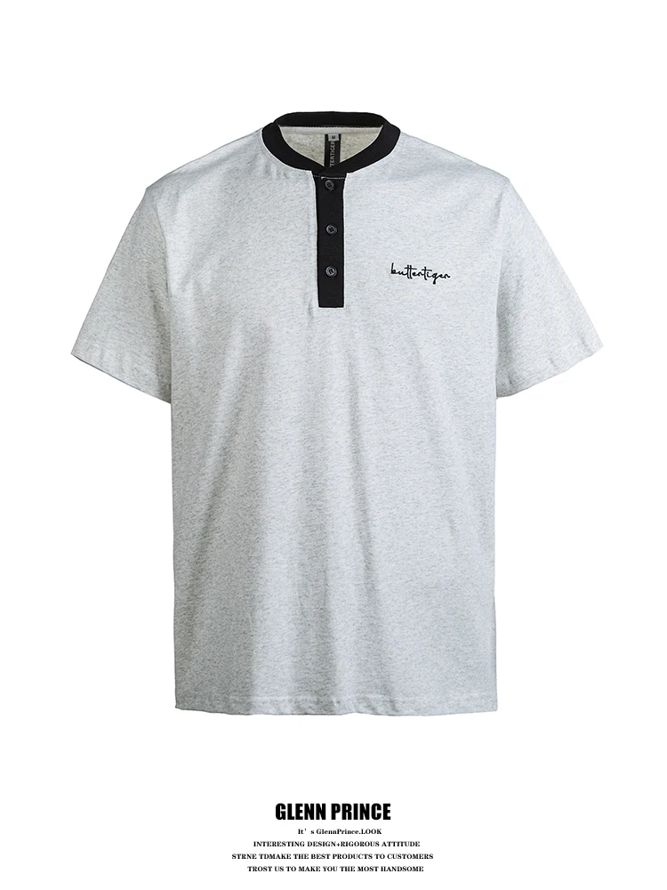 GPstudio American Casual Simple Embroidery Color Block Henry Collar Short Sleeve T-Shirt Men Summer Lazy Commuting Top
GPstudio American Casual Simple Embroidery Color Block Henry Collar Short Sleeve T-Shirt Men Summer Lazy Commuting Top