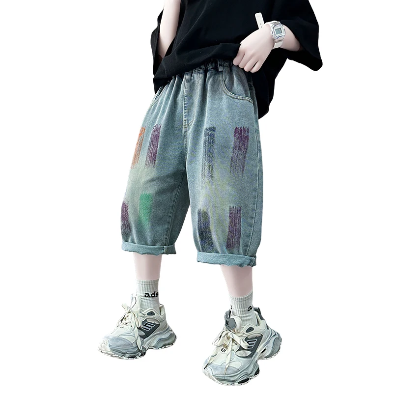 School Boy Graffiti Drawing Denim Shorts Fancy Kids Casual Summer Short Jeans Capris Pants Child Fashion Street Style Calf Jeans
School Boy Graffiti Drawing Denim Shorts Fancy Kids Casual Summer Short Jeans Capris Pants Child Fashion Street Style Calf Jeans
