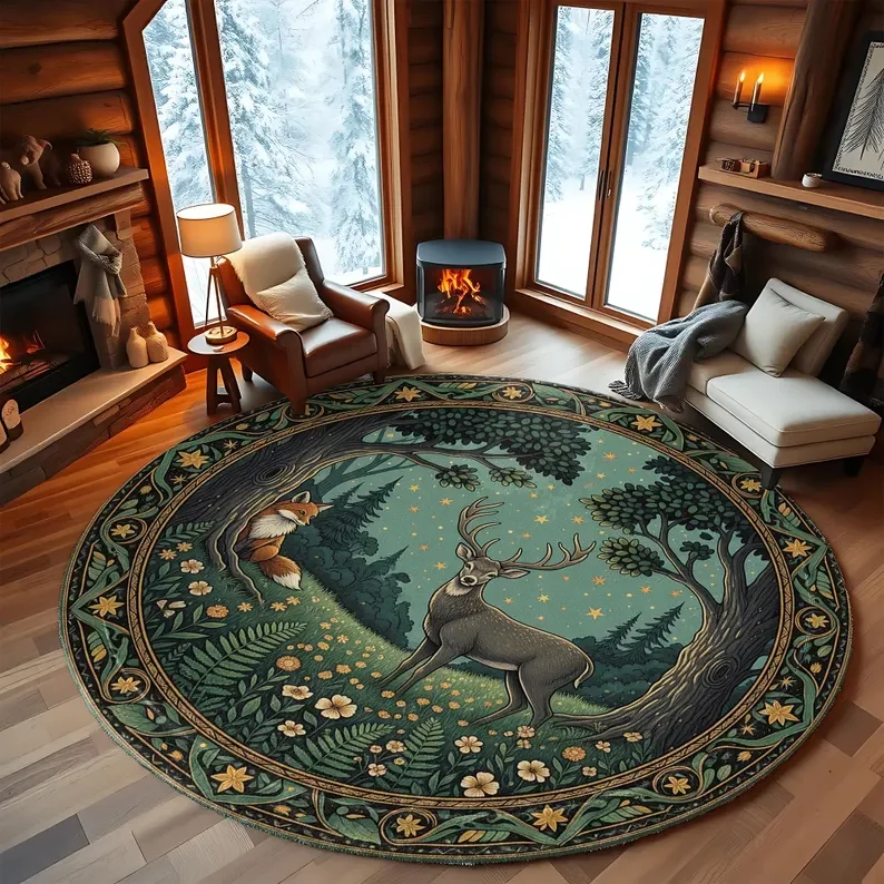 3D круглый ковер с изображением лося и лесной иллюзии — нескользящий декоративный ковер для гостиной, кухни, ванной комнаты, спальни
3D круглый ковер с изображением лося и лесной иллюзии — нескользящий декоративный ковер для гостиной, кухни, ванной комнаты, спальни
