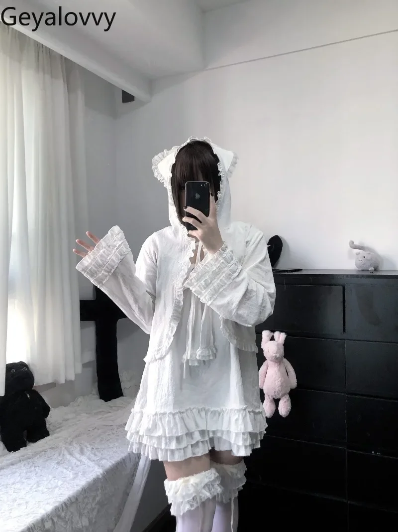Japanese Original Design Cat Ear Hooded Cotton Cardigan Jacket Solid Color Lace Sweet Cute Girl Versatile Short Coat
Japanese Original Design Cat Ear Hooded Cotton Cardigan Jacket Solid Color Lace Sweet Cute Girl Versatile Short Coat