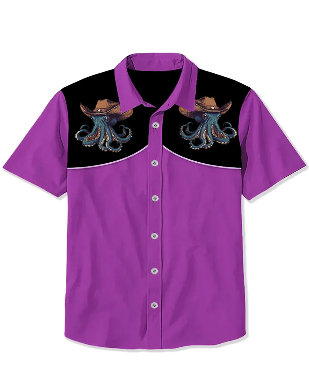 Men's Casual Button Short Sleeve Shirt Printed Octopus Pattern Comfortable Short Sleeve Men's Breathable Lapel Shirt Fashion Top
Men's Casual Button Short Sleeve Shirt Printed Octopus Pattern Comfortable Short Sleeve Men's Breathable Lapel Shirt Fashion Top
