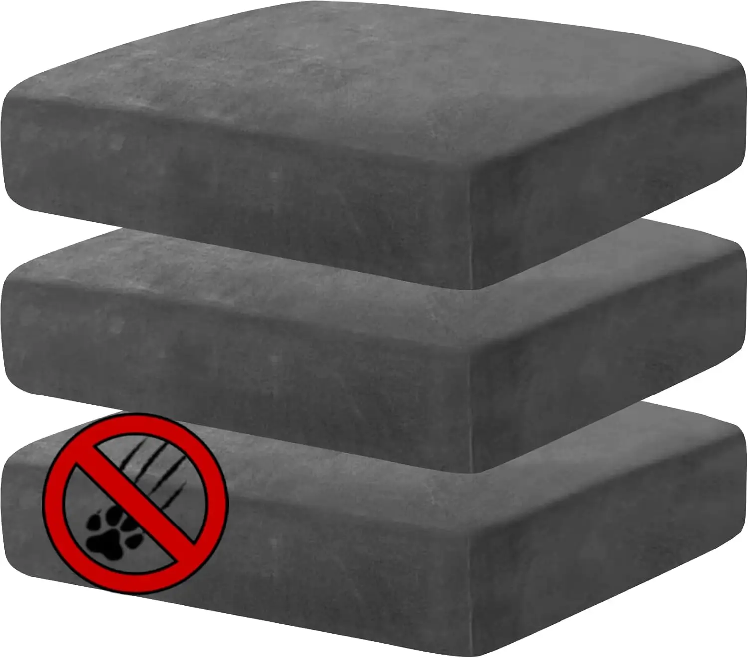 Velvet Stretch Couch Cushion Covers, 3-Piece Set with Elastic Bottom, Gray
Velvet Stretch Couch Cushion Covers, 3-Piece Set with Elastic Bottom, Gray