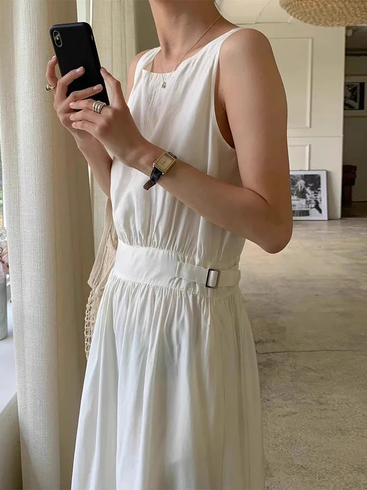 Chic Summer Sleeveless Vest Dress Women's High Waist Gathered Slimming Panelled round Neck Gown Korean Sle Long Dress S21
Chic Summer Sleeveless Vest Dress Women's High Waist Gathered Slimming Panelled round Neck Gown Korean Sle Long Dress S21