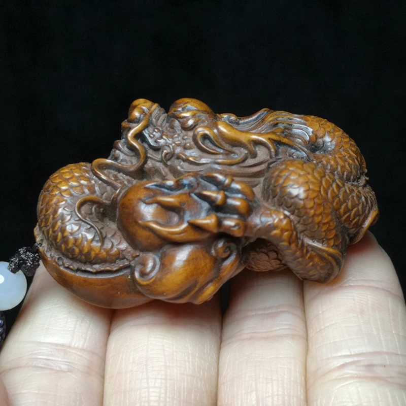 YIZHU CULTUER ART Size 6 CM Old Chinese boxwood hand carved dragon loong Statue netsuke decoration Gift collectable
YIZHU CULTUER ART Size 6 CM Old Chinese boxwood hand carved dragon loong Statue netsuke decoration Gift collectable