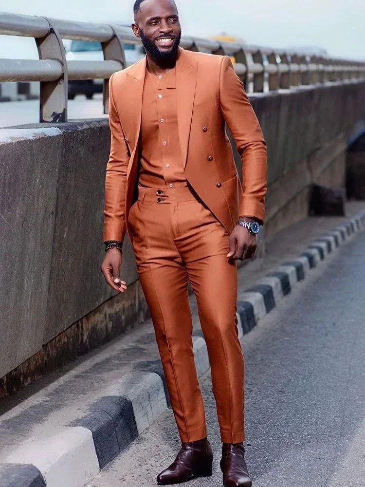 Fashion Orange High Street Men Suit Casual Double Breasted Slim Fit Blazer Hombre High Quality Custom 2 Piece Set Costume Homme
Fashion Orange High Street Men Suit Casual Double Breasted Slim Fit Blazer Hombre High Quality Custom 2 Piece Set Costume Homme