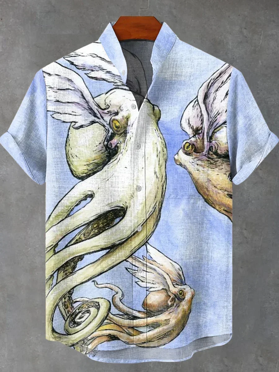 Retro Fun Octopus Abstract Art 3D Printing Casual Fashion Linen Stand Collar Men's Short Sleeve Shirt 
Retro Fun Octopus Abstract Art 3D Printing Casual Fashion Linen Stand Collar Men's Short Sleeve Shirt