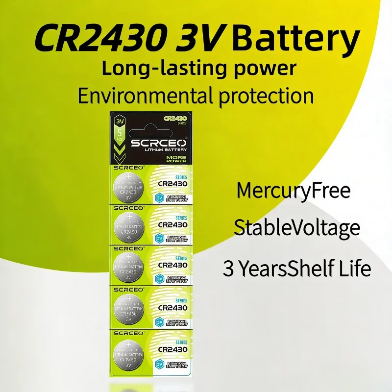 CR2430 3V Button Battery Long-Lasting Leak-Proof Mercury-Free Stable Voltage for Watches Toys Medical Devices Electronics
CR2430 3V Button Battery Long-Lasting Leak-Proof Mercury-Free Stable Voltage for Watches Toys Medical Devices Electronics
