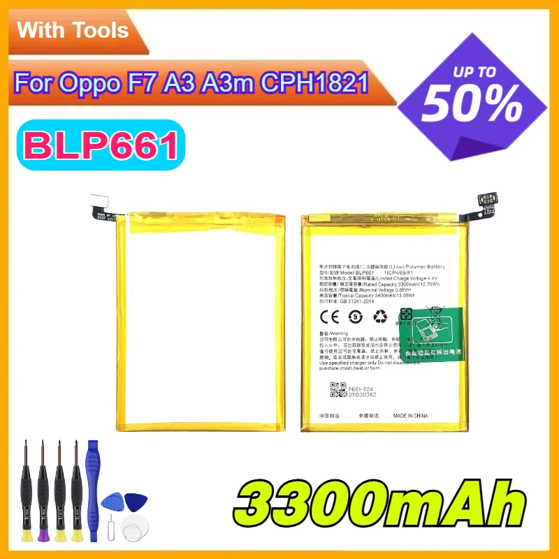In Stock Li-ion Battery 3800mAh BLP661 for Oppo F7 A3 A3m CPH1821 Fast Charging High Compatibility Mobile Phone Battery
In Stock Li-ion Battery 3800mAh BLP661 for Oppo F7 A3 A3m CPH1821 Fast Charging High Compatibility Mobile Phone Battery