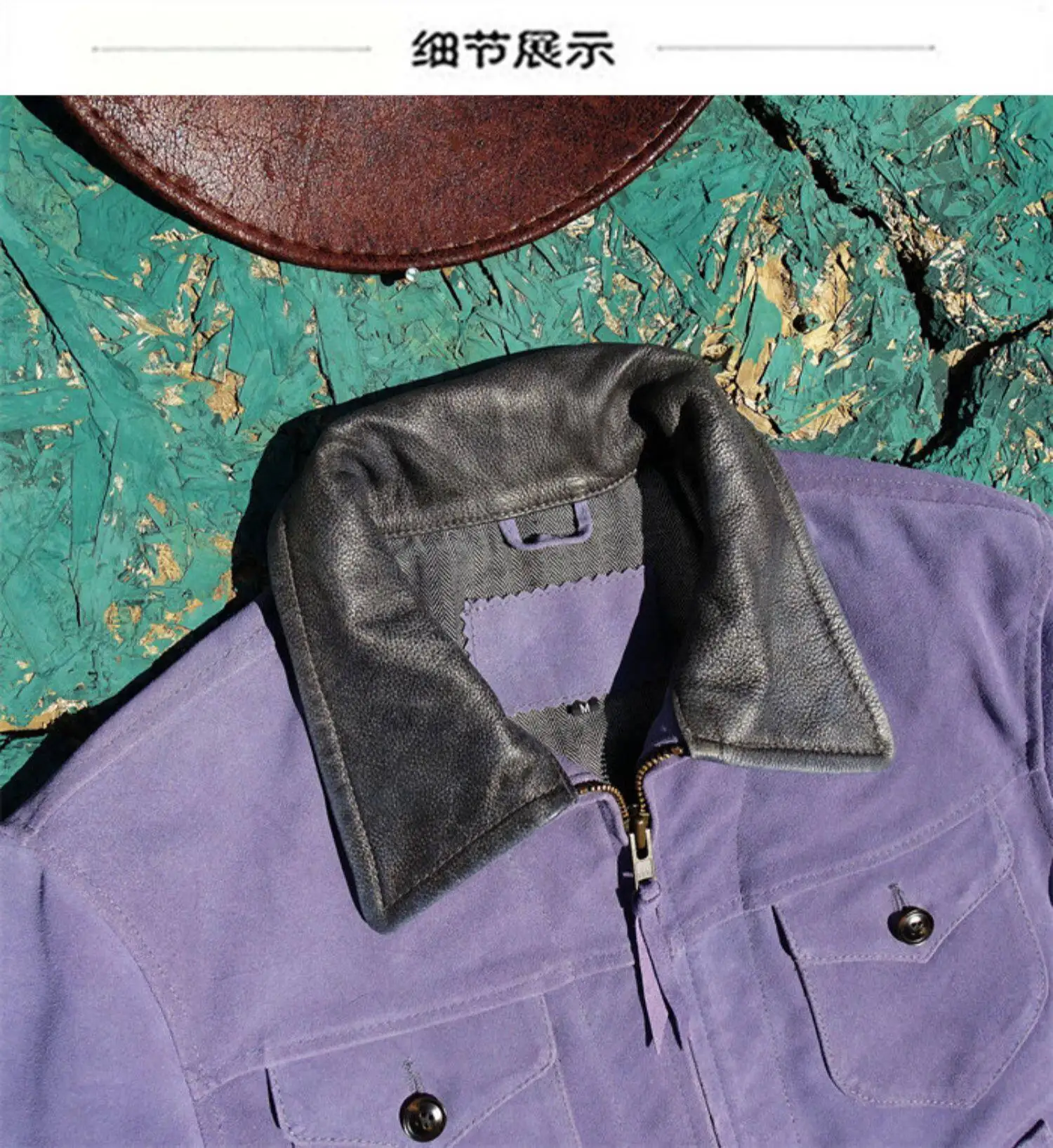 Men Purple Suede Cowhide Genuine Leather Jacket Mendoza Moon Pocket Lapel Fashion Biker Coat 151 Sa8107d51d9b84c8480779360d58ff9e7A