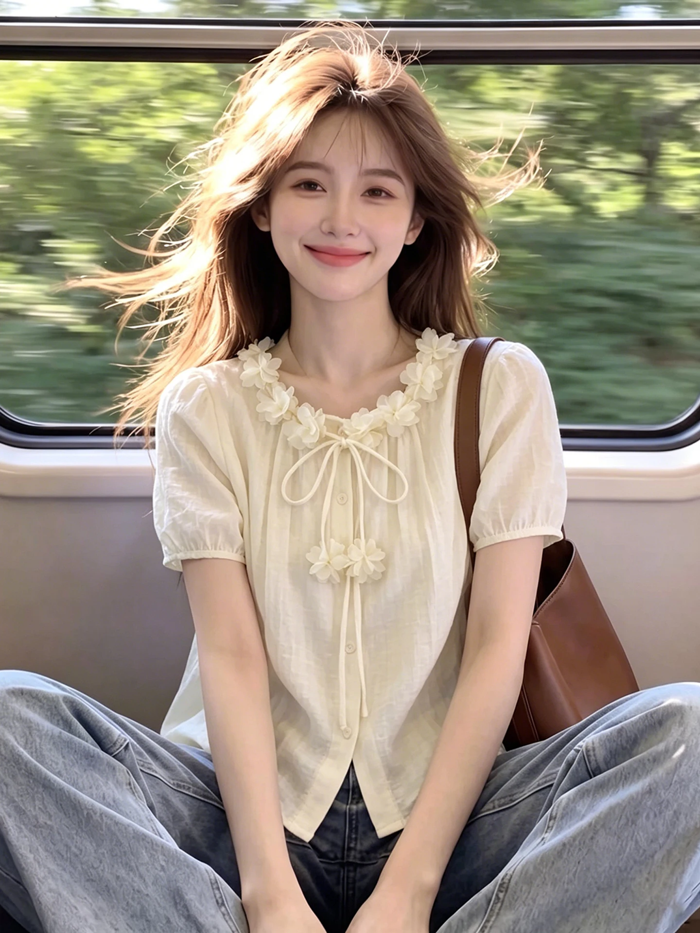 Chic Short Sleeve Silk Shirt Women's Summer New Style Ageless Beautiful Flower Print Light Beige Breathable Thin Top Korean S...
Chic Short Sleeve Silk Shirt Women's Summer New Style Ageless Beautiful Flower Print Light Beige Breathable Thin Top Korean S...