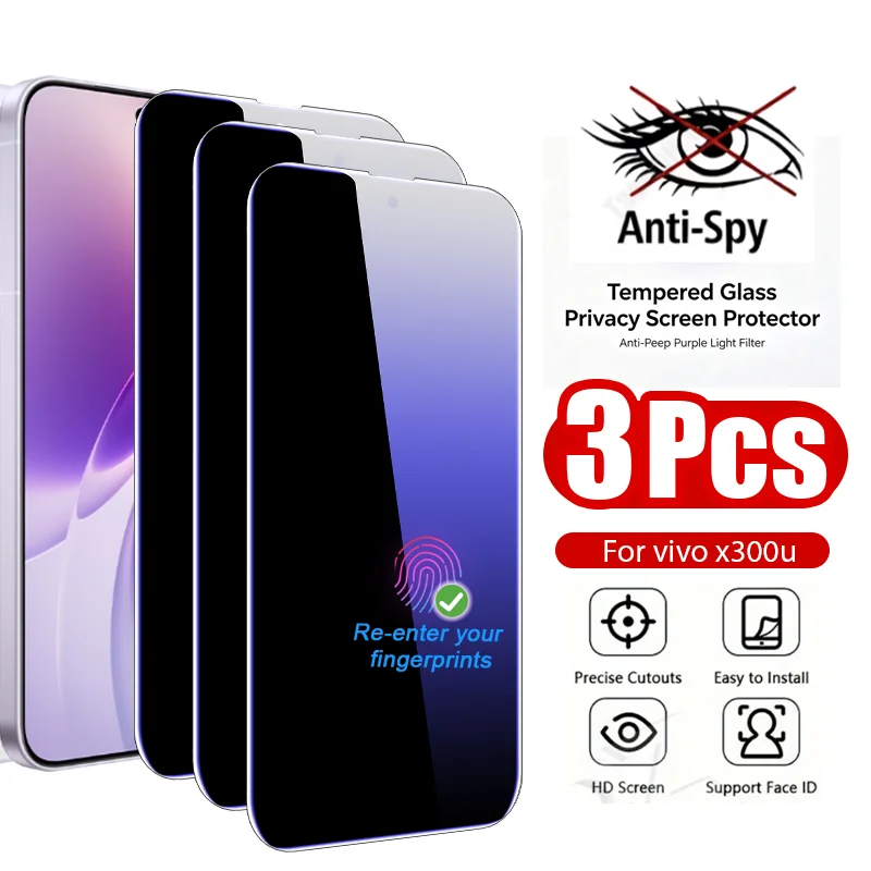 3 Pieces 360° Purple Light Privacy Tempered Glass Screen Protector for VIVO X300Ultra/Pro,X300S/X300 - Anti Blue Light Eye Care
3 Pieces 360° Purple Light Privacy Tempered Glass Screen Protector for VIVO X300Ultra/Pro,X300S/X300 - Anti Blue Light Eye Care