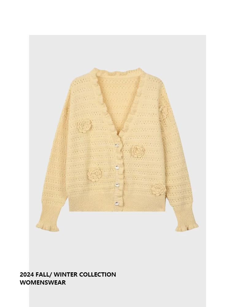 Вязаный кардиган Forever 2 в корейском стиле для женщин, весенняя новинка, ажурный, с V-образным вырезом, с объемным цветочным узором
Вязаный кардиган Forever 2 в корейском стиле для женщин, весенняя новинка, ажурный, с V-образным вырезом, с объемным цветочным узором