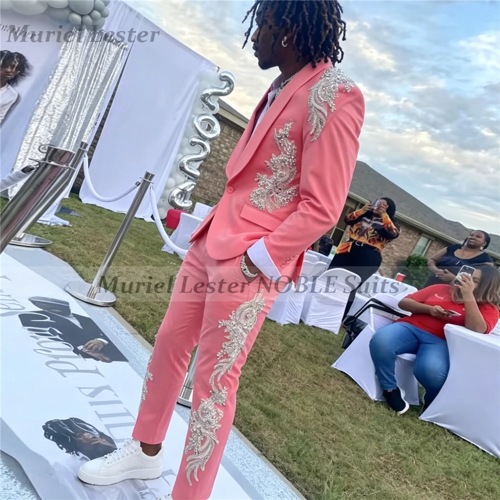 Luxury Pink Suit Man For Wedding Jewelry Stones Appliques Prom Blazer Custom Made 2 Piece Sets Groom Tuxedo Slim Fit Man Outfits
Luxury Pink Suit Man For Wedding Jewelry Stones Appliques Prom Blazer Custom Made 2 Piece Sets Groom Tuxedo Slim Fit Man Outfits