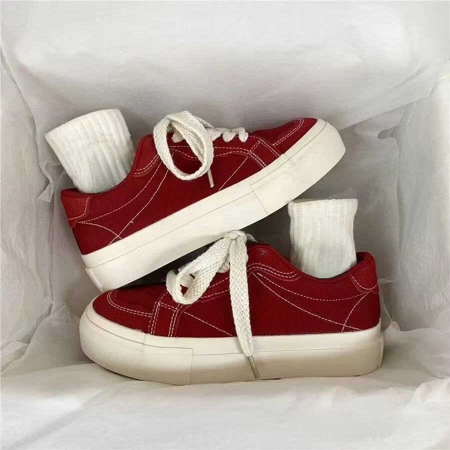 Ladies Footwear High on Platform Lace Up Spring Autumn Red Women's Canvas Shoes Designer Luxury Offer Light Trends 2025 Fashion
Ladies Footwear High on Platform Lace Up Spring Autumn Red Women's Canvas Shoes Designer Luxury Offer Light Trends 2025 Fashion