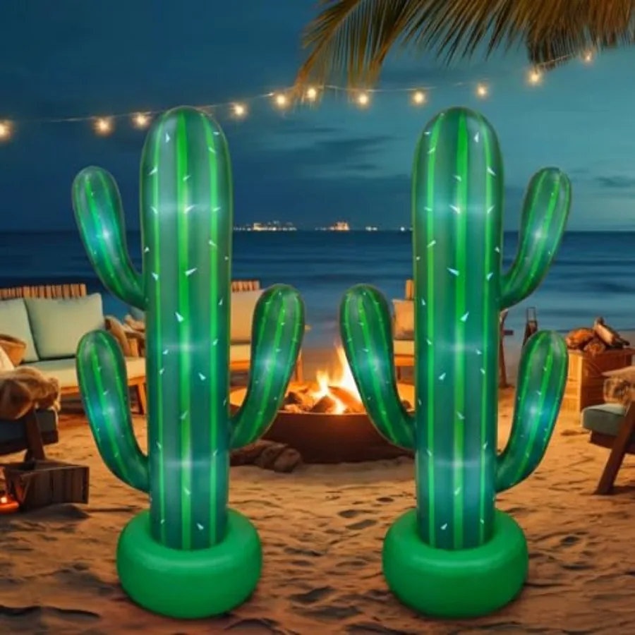Hawaiian Luau tropical party decor: inflatable cactus prop, PVC material, green, built-in LED light and blower for beach poolsi
Hawaiian Luau tropical party decor: inflatable cactus prop, PVC material, green, built-in LED light and blower for beach poolsi