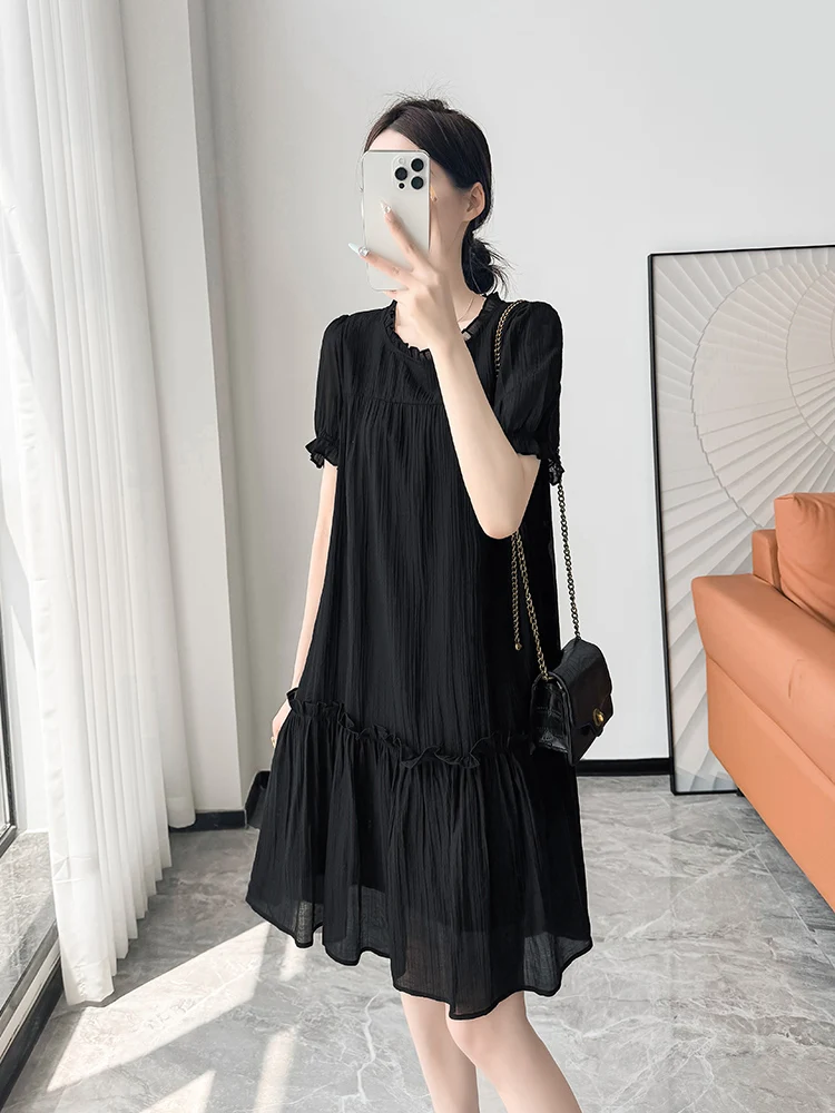 2025 Women's Clothing Temperament loose slim ruffle dress Spring Summer New 0707 
2025 Women's Clothing Temperament loose slim ruffle dress Spring Summer New 0707