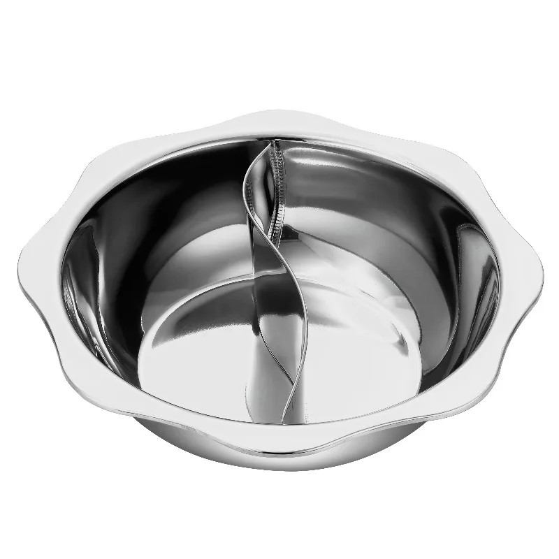 Thickened stainless steel double-flavor hot pot, round hot pot, sun-type double-flavor hot pot
Thickened stainless steel double-flavor hot pot, round hot pot, sun-type double-flavor hot pot