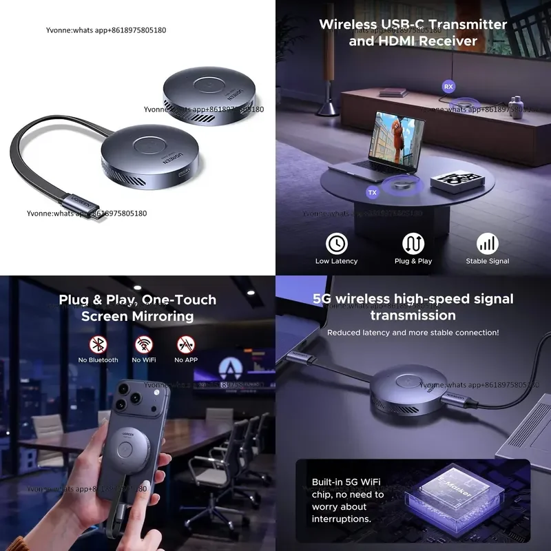 UGREEN Magnetic Wireless USB C Transmitter Receiver USB C to 1080P 60Hz 5G Transmission for Streaming Video Audio
UGREEN Magnetic Wireless USB C Transmitter Receiver USB C to 1080P 60Hz 5G Transmission for Streaming Video Audio