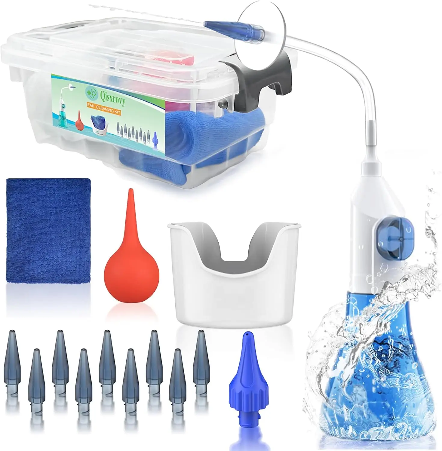 Ear Wax Removal Kit for Adults & Kids - Manual Cleaning System with Dual Tips, Basin & Disposable Accessories
Ear Wax Removal Kit for Adults & Kids - Manual Cleaning System with Dual Tips, Basin & Disposable Accessories